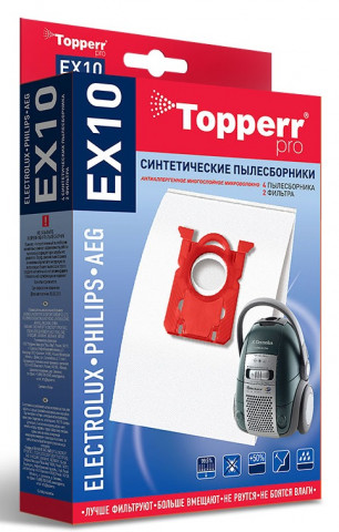 Topperr EX 10 пылесборники (4 штуки + 2 фильтра) Electrolux Philips