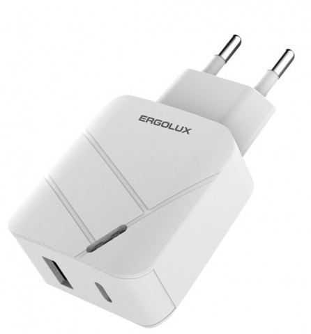 Ergolux ELX-PA01QC-C01 White 1USB-Type-C зарядное устройство